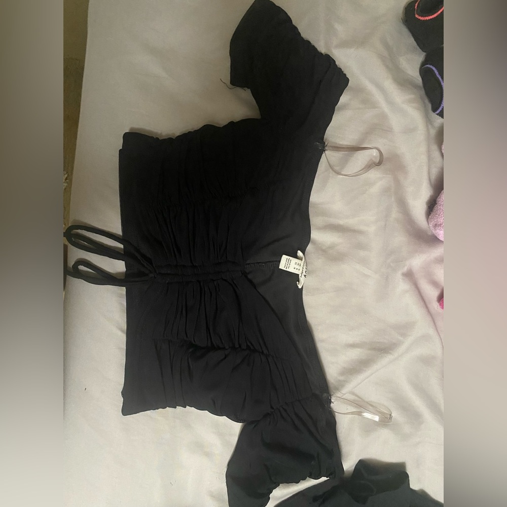 Black off the shoulder crop top